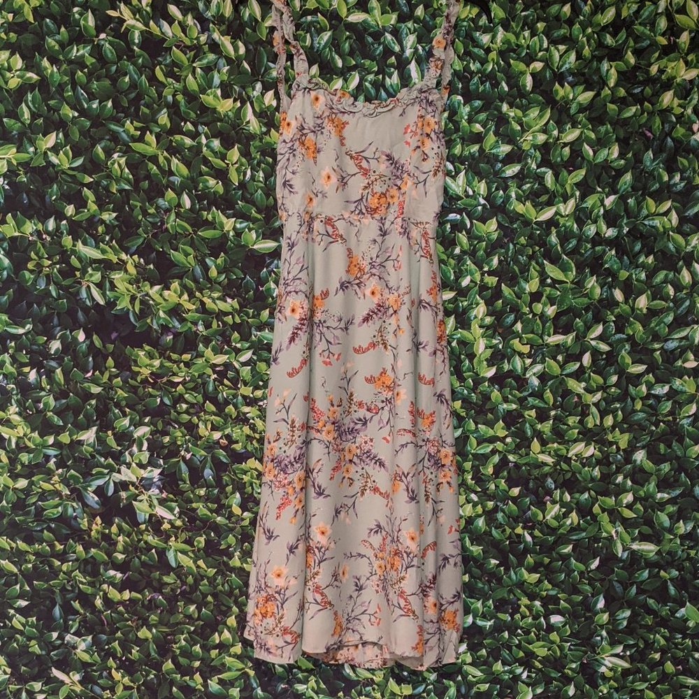 Lulu's Light Turquoise Floral Midi Dress